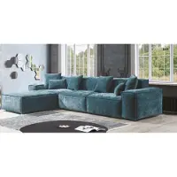 AEA Ecksofa Blau Wohnzimmer Elegante Wohnecke Design Möbel Eckgarnitur Sofa Couchen