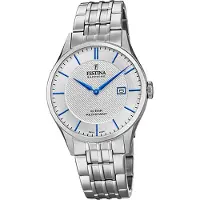 Festina montre en acier inoxydable pour hommes F20005/2 montre-bracelet argenté Swiss Made D2UF20005/2