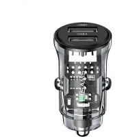 EKO , chargeur de voiture 15 W, double port USB-A, QuickCharge 3.0, noir transparent