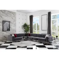AEA Modernen Ecksofa L-Form Wohnzimmer Grau Farbe Holz Textil Couchen