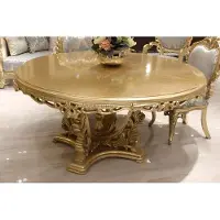 AEA Luxe Table à manger ronde Design Table classique Salle à manger Tables Meubles Or Nouveau