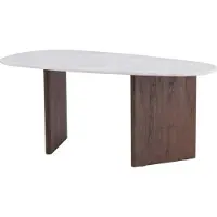 Furnlux Classic FURNLUX Table à manger Gronvik Walnut Und Marble Grey 90cm / Hauptfarbe : Braun / Abmessungen : 90 x 180 x 75 cm