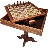 Vevor Jeu d'échecs en bois, 650 x 650 x 675 mm Jeu d'échecs, Jeux d'échecs de bureau avec pièces d'échecs, Set d'échecs pour les activités familiales de fête, échecs de voyage, enfants, Chess Board