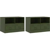 Syfax Meubles TV 2 pcs vert olive 67x39x44 cm acier