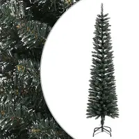 Syfax Sapin de Noël artificiel mince avec support Vert 210 cm PVC