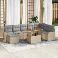 Prolenta Maison Exclusive - Ensemble de salon de jardin, 9 pièces, beige et gris clair