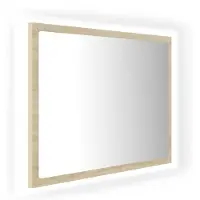 Syfax Miroir LED de salle de bain Chêne sonoma 60x8,5x37 cm Acrylique
