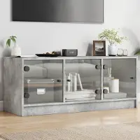Prolenta Maison Exclusive - Meuble TV avec portes vitrées gris béton 102x37x42 cm