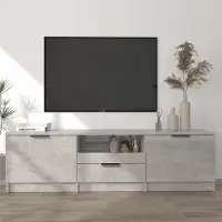 Prolenta Maison Exclusive - Meuble TV gris béton 140x35x40 cm Matériau dérivé du bois
