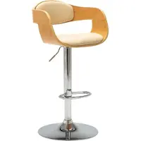 Prolenta Maison Exclusive - Tabouret de bar crème en bois courbé et similicuir