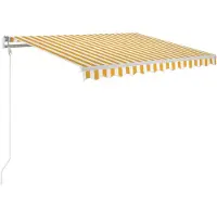 vidaXL Store automatique avec LED & capteur de vent 350x250 cm Jaune/Blanc