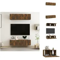 vidaXL Armoires murales TV 4 pcs. Chêne fumé 60x30x30 cm Matériau dérivé du bois - Meubles TV