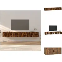 vidaXL Armoires murales TV 3 pcs. Chêne fumé 100x34,5x40 cm - Meubles TV
