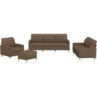 vidaXL Ensemble de canapés 4 pièces avec coussins Tissu brun