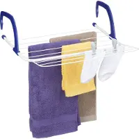 Relaxdays Séchoir suspendu , étendoir à linge à accrocher, pour balcon, radiateur et camping, peu encombrant, longueur de séchage de 4 m, blanc