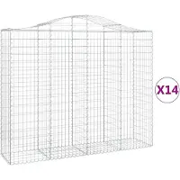 vidaXL Gabions avec arc surélevé 14pcs 200x50x160/180cm Fer galvanisé