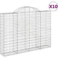 vidaXL Gabions avec arc surélevé 10pcs 200x30x140/160cm Fer galvanisé