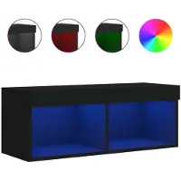 Syfax Meuble TV avec lumières LED noir 80x30x30 cm