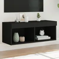Prolenta Maison Exclusive - Meuble TV avec éclairage LED Noir 80x30x30 cm