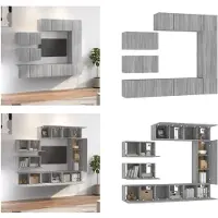 vidaXL 8 pcs. Armoire TV Set Gris Sonoma Bois composite - Ensemble d'armoires TV - Ensembles d'armoires TV - Meuble-paroi