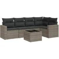 vidaXL Ensemble de salon de jardin 6 pièces avec coussins Gris Poly rotin