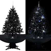 Prolenta Maison Exclusive - Sapin de Noël avec effet neige et socle parapluie, noir, 140 cm, PVC