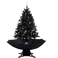 Syfax Arbre de Noël neigeux avec base de parapluie Noir 140 cm PVC