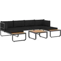 Syfax Canapé d'angle de jardin à 4 places avec coussins Aluminium WPC
