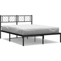 Syfax Cadre de lit métal sans matelas avec tête de lit noir 150x200cm