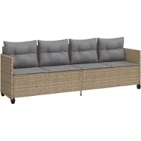 Syfax Chaise longue avec coussins beige résine tressée