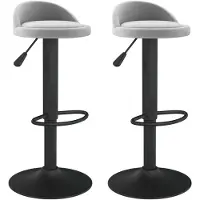 Syfax Tabourets de bar lot de 2 gris clair velours