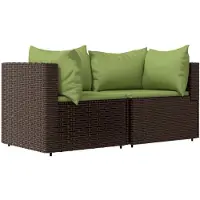 Syfax Canapés d'angle de jardin et coussins2pcs marron résine tressée