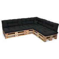Pokar Coussin pour palette avec belle surpiqûre Garniture canapé-palette, Taille:Set de 8, Couleur:Noir