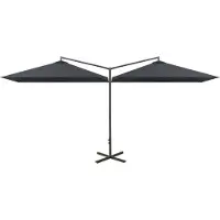 Syfax Parasol de jardin double avec mât en acier anthracite 600x300cm