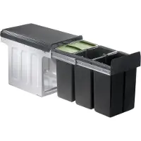 Wesco Collecteur de déchets encastrableTrio 30DT - 30 litres (3x 8 litres), anthracite/argent, à partir d'une largeur d'armoire de 30 cm