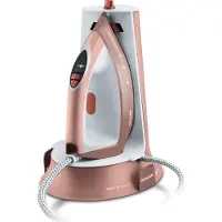 Sencor Fer à repasser vapeur SSI0910RS avec support, 3200 W, 5 bars, 140 g/min, céramique, blanc et rose.
