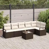 Prolenta Maison Exclusive - Ensemble de canapé de jardin, 7 pièces, marron et crème, en résine tressée (poly-rattan)