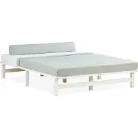 Homestyle4u Lit palette 140x200 cm Lit en bois massif Meubles en Palette Lit Futon Blanc