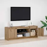 Prolenta Meuble TV exclusif - Dimensions : 139,5 x 34 x 50 cm - Bois imitation bois, couleur marron