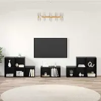 Prolenta Maison Exclusive - Meuble TV 8 pièces Noir aspect chêne Matériau dérivé du bois