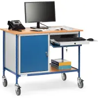 Fetra Table roulante avec armoire en acier et tiroir coulissant