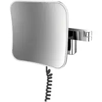 Emco LED miroir de rasage et de maqu'illage, grossissement 5x, rectangulaire, double bras articulé, câble spiralé, prise, light system, 109513353