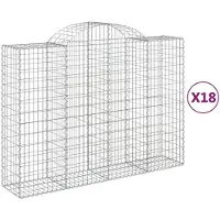 vidaXL Gabions avec arc surélevé 18pcs 200x50x140/160cm Fer galvanisé