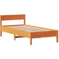 Syfax Cadre de lit sans matelas cire marron 90x200 cm bois pin massif