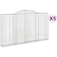 vidaXL Gabions avec arc surélevé 5 pcs. 300x30x160/180cm Fer galvanisé