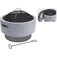 Ambiance Cheminée avec grille , MGO, 52 x 38,5 cm, gris/noir