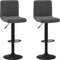 Syfax Tabourets de bar lot de 2 noir velours