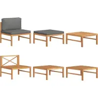 Syfax Salon de jardin 3 pcs avec coussins gris foncé Bois de teck