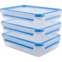 EMSA 515645 Boîte de conservation CLIP & CLOSE, set de 3, 1,20 litre, bleu