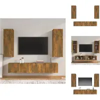 vidaXL Ensemble de meubles TV 4 pièces chêne fumé bois composite - Meubles TV